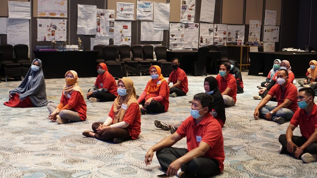 Students learning in a media production class